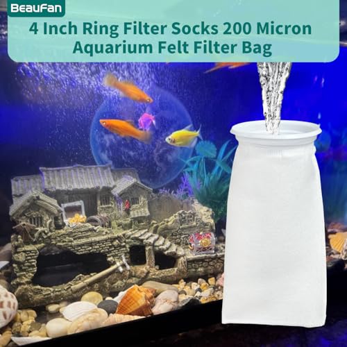 20 Pack 4 Inch Ring Felt Filter Socks 200 μm Compatible with Waterbox Marine X 60.2 (20 Count)