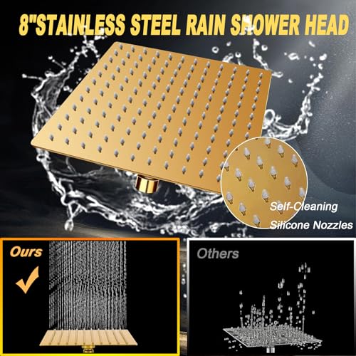 8"High Pressure Square Rain Shower Head and 2