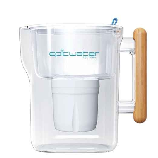 Epic Pure XP Water Filter Pitcher with Advanced CoreXchange™ Filter | NSF Certified | Removes PFAS, Lead, Chlorine & More | BPA-Free | Made in USA (White & Bamboo)