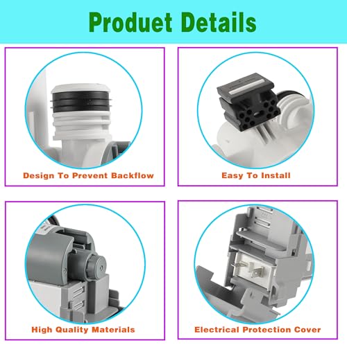 Upgraded) DC97-20621A Washer Pump Assembly Replace DC31-00187A 4959632 AP6807020 PS12592830 EAP12592830 Fit for Samsung Washing Machine Drain Pump Motor