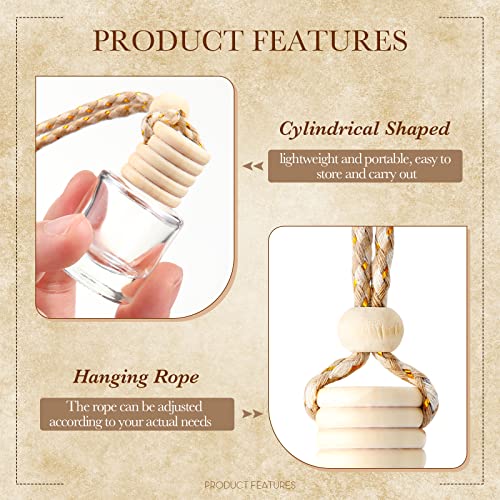 50 Pcs Hanging Car Freshener Car Diffuser Bottles with Wooden Caps Empty Glass Perfume Bottle Freshener Diffuser Bottle Pendant for Essential Oil Fragrance Aromatherapy Ornament (50 Count)