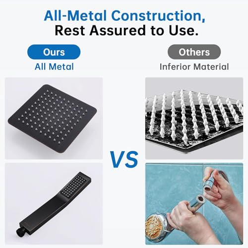 All Metal 10" Rain Shower Head with Handheld for Bathroom Upgrade
