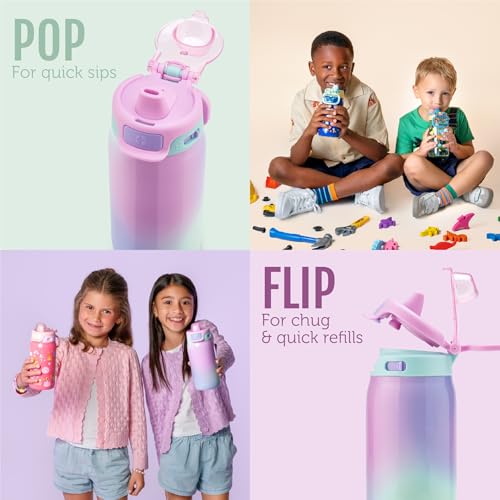 Kids Pop & Fill 12oz Toddler Water Bottle with Quick Fill Lid