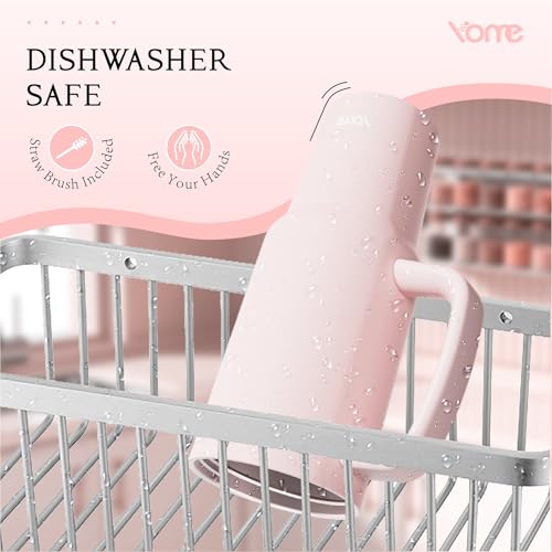 40oz Light Pink Tumbler with Handle and Flip Straw