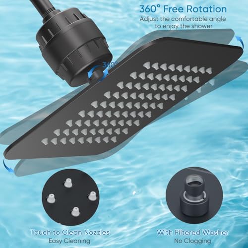 8'' High Pressure Filtered Shower Head Combo 20 Stage Shower Filter for Hard Water