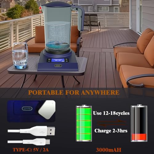 Hydrogen Alkaline Water Pitcher Bottle Machine Hydrogen Water Generator Maker Ionizer Hydrogen Water System with LED Display and Smart Touch Operation for Home and Office 2500ML
