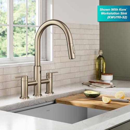 Oletto Touchless Sensor Bridge Kitchen Faucet with Pull