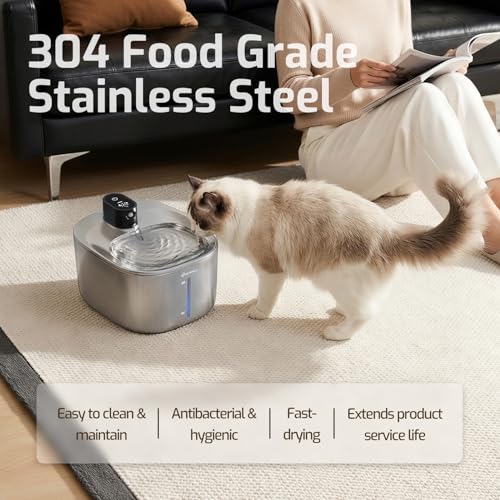 Wireless Cat Water Fountain Stainless Steel