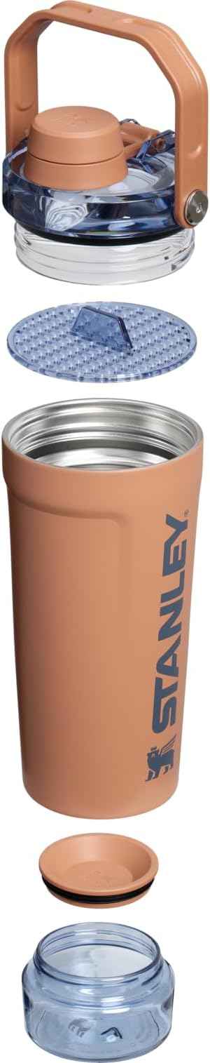 STANLEY Vitalize Shaker Bottle 20 oz | Leakproof Insulated Stainless Steel Shaker Cup | Base Storage and Twist On Fast Flow Lid | Protein Shakes and Pre Workout Powder | BPA-Free | Toast