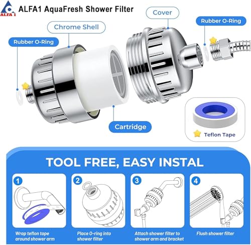 ALFA1 Premium 15‑Stage Shower Filter for Hard Water