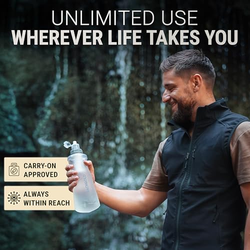 Squeeze Collapsible Water Filter Bottle for Camping