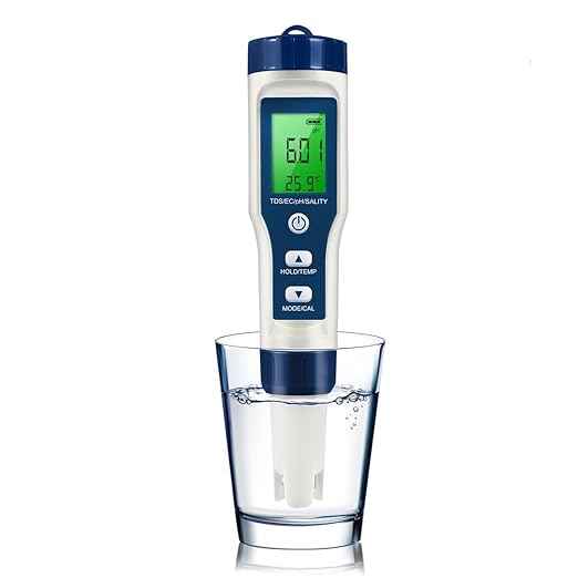 5 in 1 LFS TDS Meter PH Tester, 0.01 High Accuracy Digital PH Meter for Water, PH/TDS/EC/Salt/Temp Tester, PPM Meter Water Tester for Drinking Water, Hydroponics, Plants, Aquarium and Pool