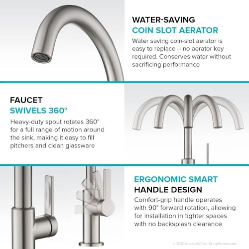 Oletto Single Handle Kitchen Bar Faucet in Spot Free Stainless Steel