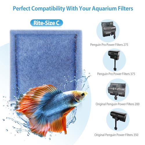 24 Pack Rite Size C Filter Cartridges Compatible with Marineland Penguin PRO Power Filters 275