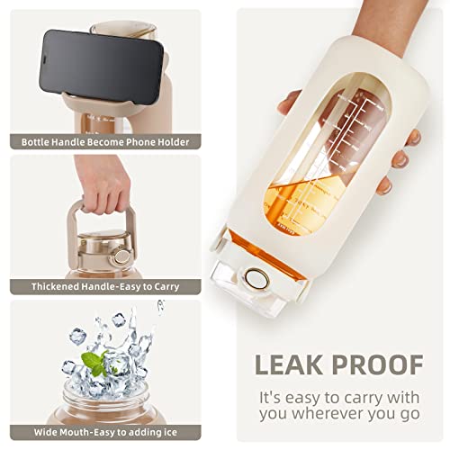 64 oz Glass Water Bottle with 2