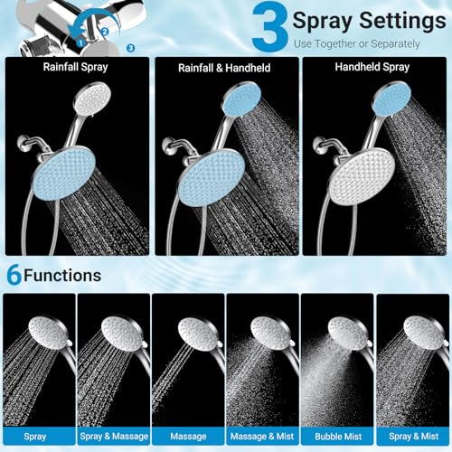 Dual Shower Head with Handheld Combo (7 Count)