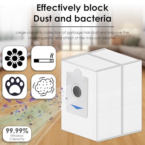 15 Pack) T30S Replacement Dust Bags for ECOVACS DEEBOT T30S/ T30S Pro/ T30S AI/ T30S Care/ X5 Omni/ X5 Pro Omni/ X2/ X2 Omni/ DEX86 Vacuum Bag, Activated Carbon Disposal Bags (NOT FOR T30S COMBO) (15 Count)