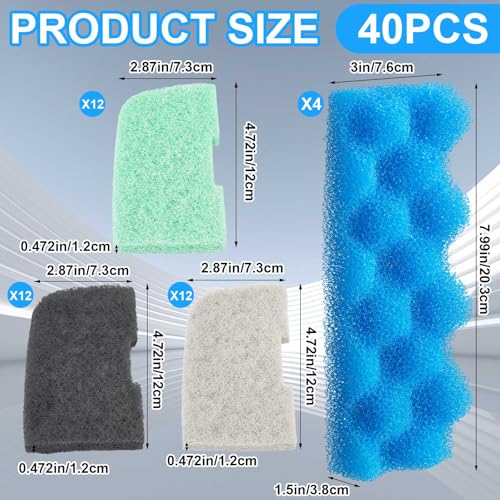 40 Pcs Replacement Filter Media Kit Compatible with Fluval 306 (40 Count)