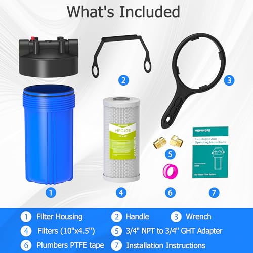 HHB10 RV Water Filter System with 0.2 Micron Composite Filter