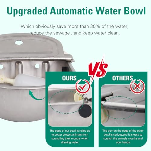 304 Stainless Steel Automatic Livestock Waterer with Float Valve and 39 inch Water Hose
