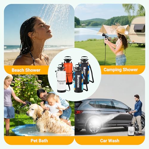 2.1Gallon (8L) Portable Shower for Beach & Camping, 10 Spray Modes