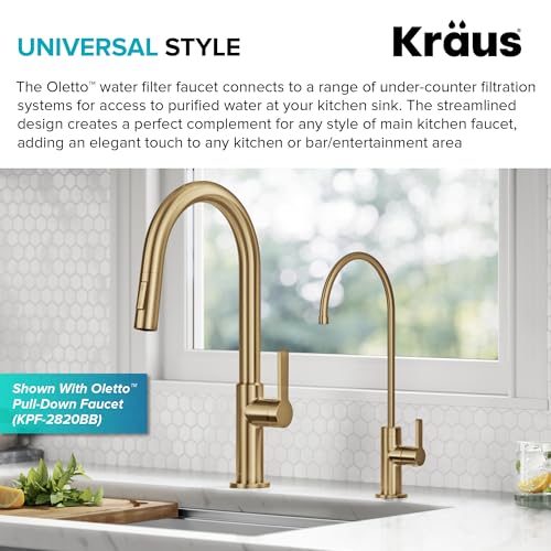 Oletto Single Handle Drinking Water Filter Faucet for Reverse Osmosis or Water Filtration System in Brushed Brass