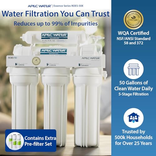 ROES-50X, 5-Stage Under Sink RO System, Extra Filters, 50 GPD