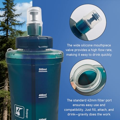 Collapsible Water Bottle with Filter for Travel Hiking Camping 700ML