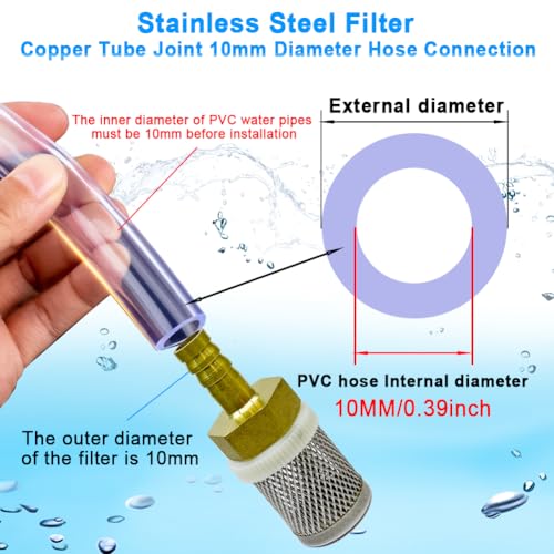 Stainless steel filter copper tube joint 10mm diameter hose connection