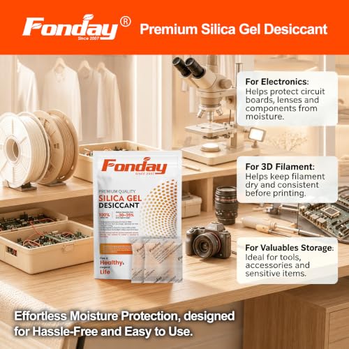 50Gram 10Packets Fonday Moisture Indicating Silica Gel Desiccant Packs (10 Count)