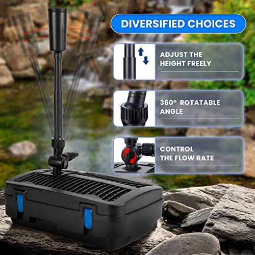 All-in-One Pond Filter Fountain Kits,790 GPH Pond Water Pump