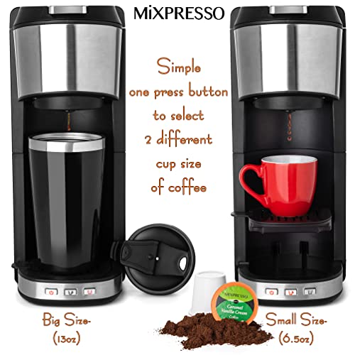 Coffee Maker Single Serve For Ground Coffee & Compatible With K Cup Pods (30 Ounce)