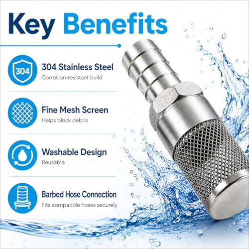 304 Stainless Steel Water Pump Filter Hose End Strainer Barbed Inline Mesh Screen