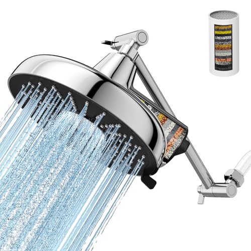 8 Inch Filtered Shower Head with Extension Arm Chrome