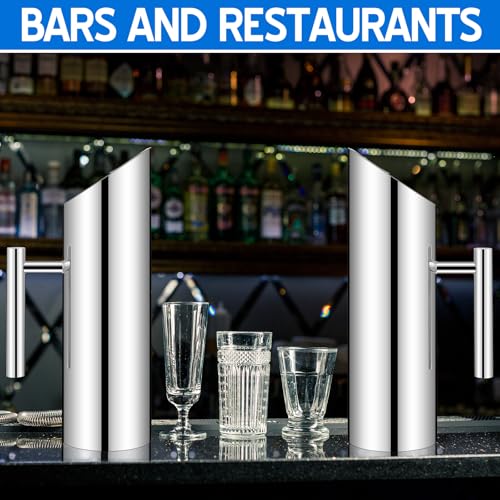 6 Pack 53oz 1.5l Stainless Steel Water Pitcher Modern Metal Pitcher with Ice Guard Silver Carafe Drink with Handle or Iced Hot Drink Tea Juice Coffee Beer (6 Count)