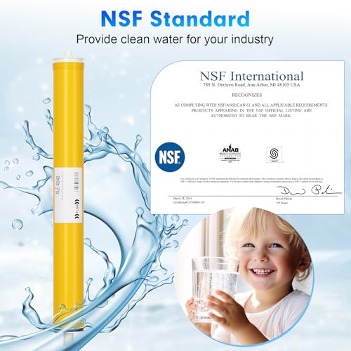 XLE-4040, XLE 4040 Reverse Osmosis Membrane for DOW Filmtec XLE 4040 Membrane Replacement, 2600GPD, TDS≤1000ppm, Salt Rejection 99%, 4 x 40 RO Membrane for Commercial, Industrial, NSF Certified