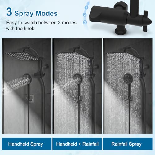 All Metal 12" High Pressure Rain Shower Head Combo
