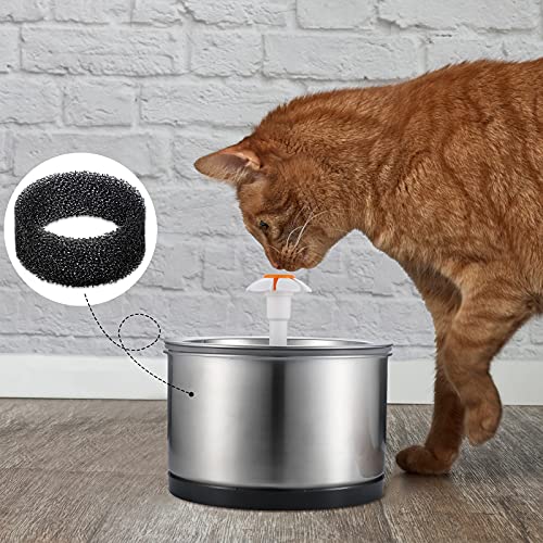 16 Pieces Pet Fountain Foam Filters Round Sponge Black Filter Foam Cat Fountain Replacement Filter for 2.5 L (16 Count)