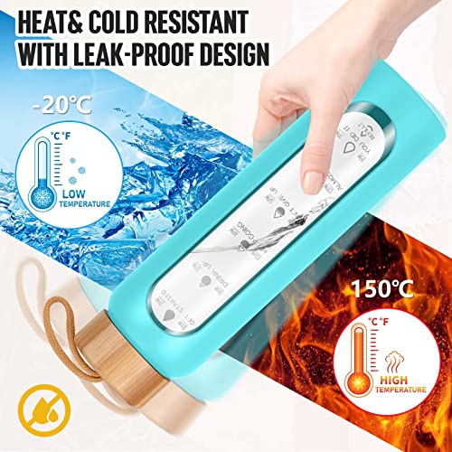 Glass Water Bottles 32 Oz with Silicone Sleeve