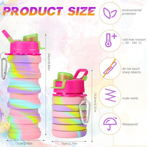 40 Pack Collapsible Water Bottles Bulk Foldable Water Bottles 17oz Silicone Portable Leak Proof Reusable (40 Count)