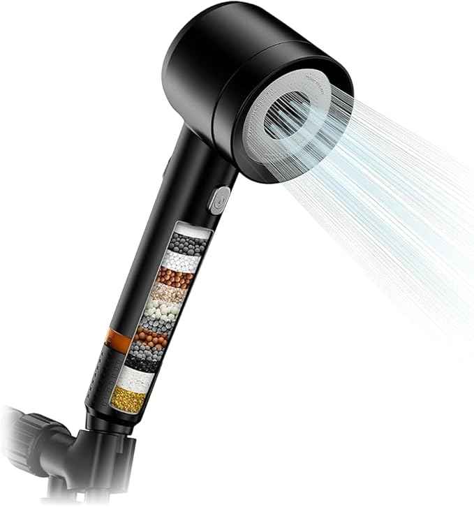 Lucinn Pro Handheld Filtered Showerhead – 12-Stage Filtered Shower Head Removes Chlorine & Hard Water | Revives Hair, Softens Skin | Sleek Matte Black