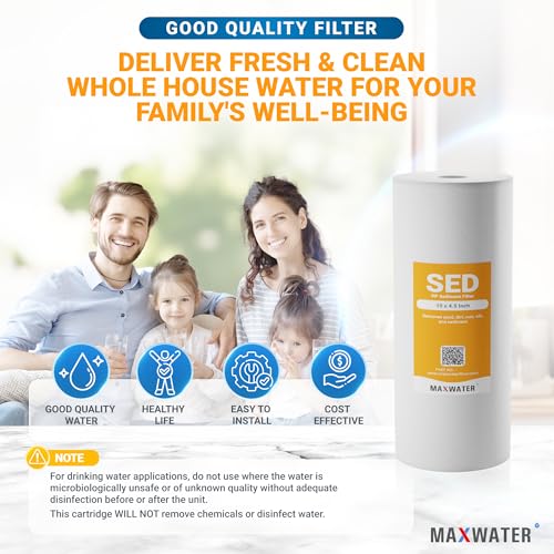 1 Micron 10 x 4.5 Whole House Sediment Filter Cartridge for Whole House Water Filter Replacement Compatible with DGD (4 Count)