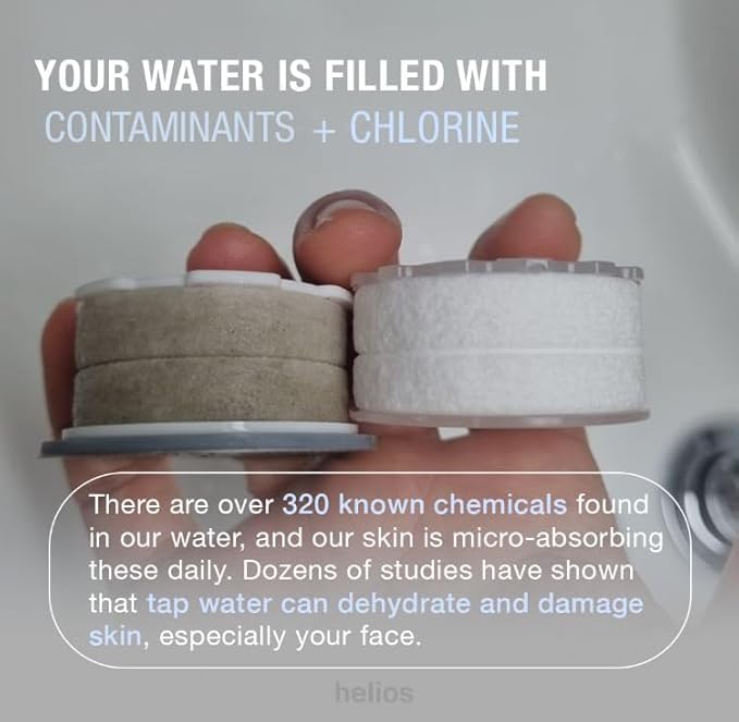 Helios Skincare Filter, Bathroom Sink Faucet Filter, For Women/Men all Ages, Removes Chlorine 99%, Hydrate Skin, Vitamin-C Infused, Advanced Filtration, Clinically Tested