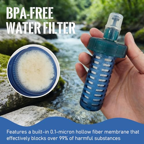 Collapsible Water Bottle with Filter for Travel Hiking Camping 700ML