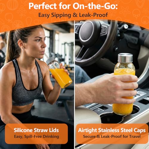 Glass Water Bottles with Lids 16 oz