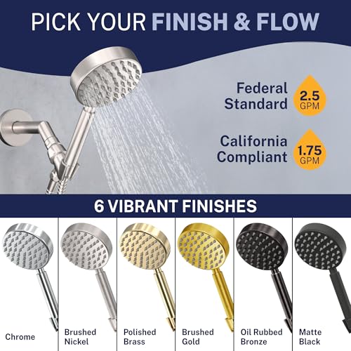 Solid Metal Handheld Shower Head with Hose and Brass Holder