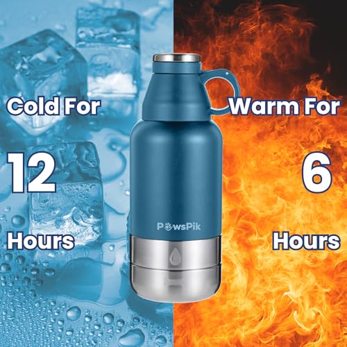 3-in-1 Travel Dog Water Bottle & Bowl Set, 32oz, Blue