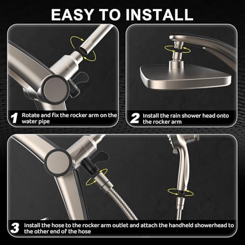 12 Inch High Pressure Rain Shower Head with Handheld Spray Combo