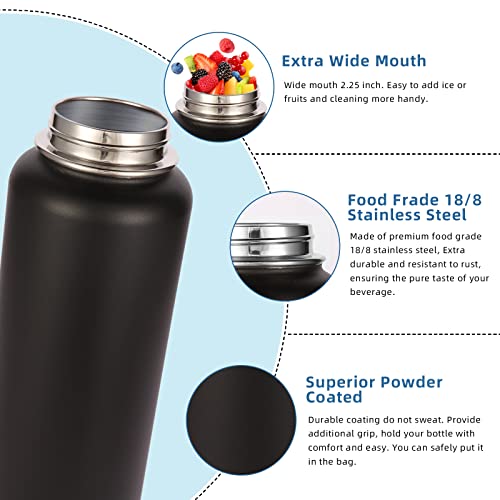 32oz Insulated Water Bottles Bulk 8 Pack with Straw Lid & Spout Lid (8 Count)