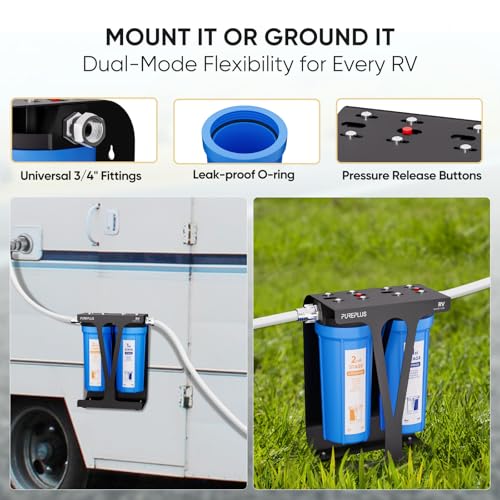 RV Dual Stage Water Filter System with Grooved Sediment and KDF